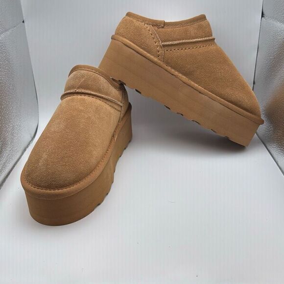 ✨ CUSHIONAIRE Women's Slip On Genuine Suede Cozy Mule Platform SIZE 7 CHESTNUT - Picture 6 of 8